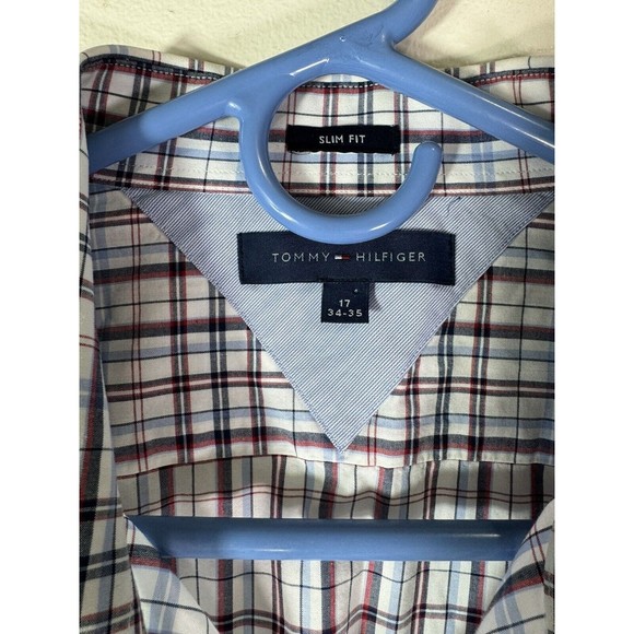 TOMMY HILFIGER Men's Checkered Long Sleeve Button-Down Shirt - Size 17 34/35. - Picture 3 of 6